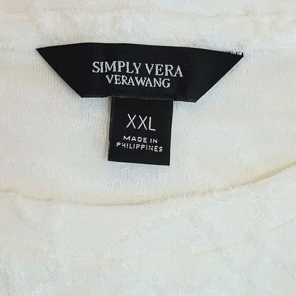 Simply Vera Vera Wang Cream Floral Textured Stretch Knit Blouse Size XXL - Picture 4 of 7